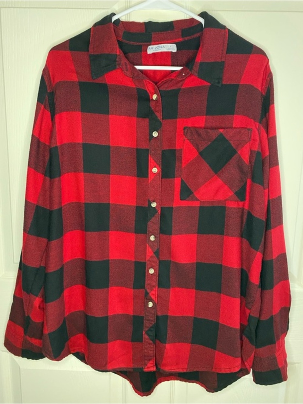 Arizona Jean Company Red and Black Buffalo Plaid Button-Down Shirt, Cabin